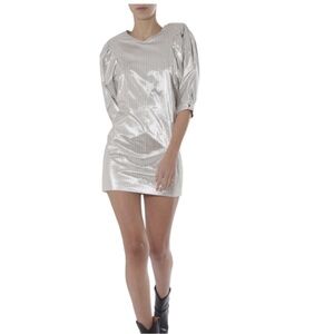 BNWT ISABEL MARANT “RADELA" LAMINATED COTTON DRESS WITH IMPONTURED DETAIl